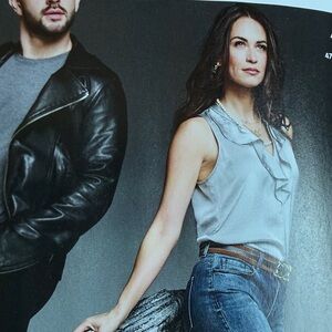 CAbi Silver Sleeveless Showstopper Top